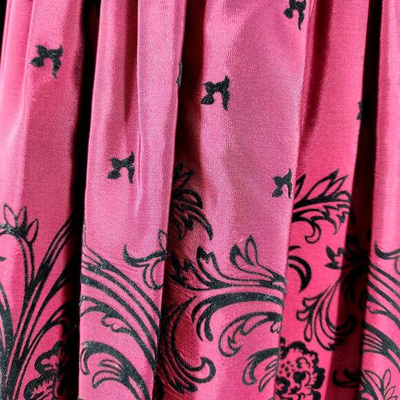 Vintage 80s Laura Ashley Black Velvet and Burgundy Taffeta Dress - Picture 7 of 7